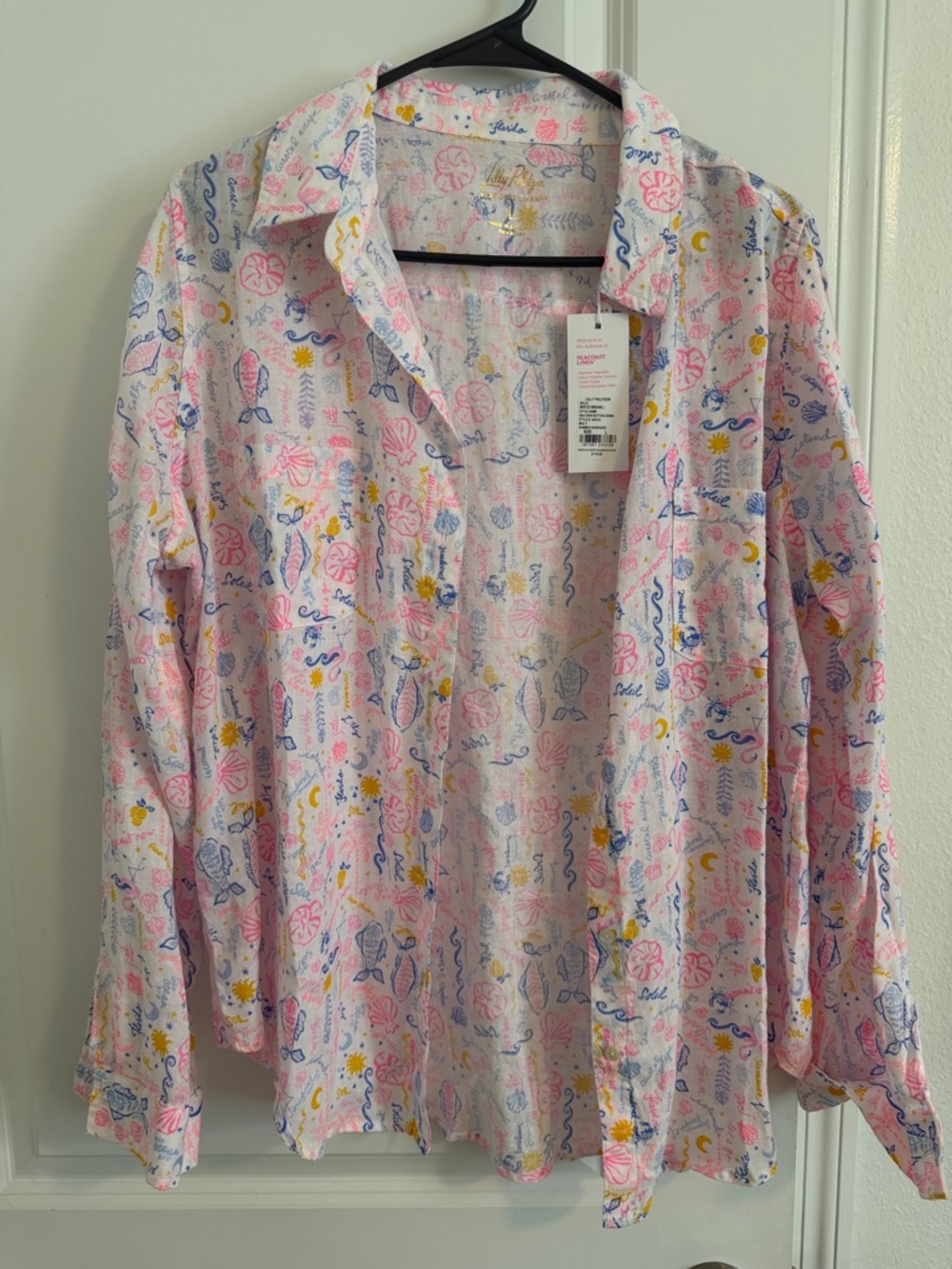 Lilly Pulitzer Pink Blue Yellow Printed Button-Down Shirt